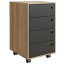 Ver imagem 3 de Gaveteiro 4 Gavetas com Rodizios P1054 36 Cm Grafite Mel Pp Milani Store
