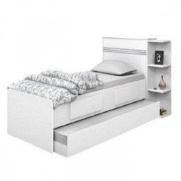 Bicama Solteiro com Baú, 2 Gavetas e Cama Auxiliar Jade Branco Yescasa - 2 Bicama Solteiro com Baú, 2 Gavetas e Cama Auxiliar Jade Branco Yescasa - 2