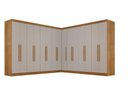 Ver imagem 2 de Guarda-Roupa Casal Modulado de Canto 15 Portas 6 Gavetas Multimóveis Cinamomo/Off White