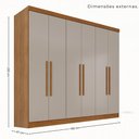 Ver imagem 3 de Guarda-Roupa Casal Modulado de Canto 15 Portas 6 Gavetas Multimóveis Cinamomo/Off White