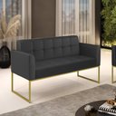 Ver imagem 2 de Sofá Namoradeira Elisa Corino Preto Base Metálica Industrial Dourado - D'Rossi