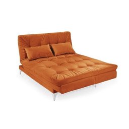 Sofá Cama 3 Lugares Veludo Liso Versátil  - 6
