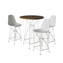 Ver imagem 1 de Jogo Mesa Bistrô Eames Tampo Amêndoa 60cm 3 Banquetas Branca Base Ferro Branco - Cor: Amendoa