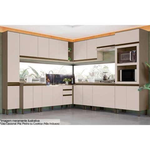 Cozinha Modulada Connect 16 Peças 5aéreos+5balcões+ 2 Paneleiros +4complementos C5p98 Duna