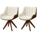 Ver imagem 2 de Kit 2 Poltronas para Sala e Escritório Base Giratória Silvia Corino Marrom/Veludo Bege