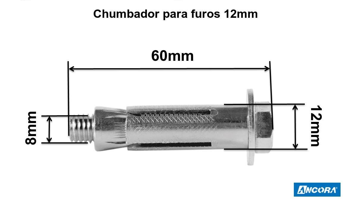 Chumbador Parabolt Broca 12mm com Parafuso 6cm Âncora 15 Pçs - 2