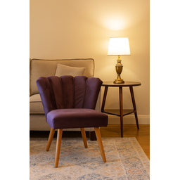Cadeira Pétala Estofada em Suede com Pés de Madeira – Design Moderno para Sala de Estar, Quarto - 3