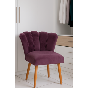 Cadeira Pétala Estofada em Suede com Pés de Madeira – Design Moderno para Sala de Estar, Quarto