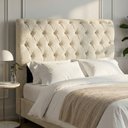 Ver imagem 1 de Cabeceira Cama Box Casal Padrão Sarah 140cm com Frame Bouclê Bege - Abmaza