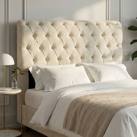 Cabeceira Cama Box Casal Padrão Sarah 140cm com Frame Bouclê Bege - Abmaza