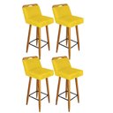 Ver imagem 1 de Kit 04 Banqueta Alta Lith Castanho Amarelo