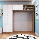 Ver imagem 1 de Guarda Roupas Infantil 4 Portas 2 Gavetas Nogal Manchester/ Branco - Completa Móveis