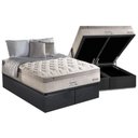 Ver imagem 1 de Cama Box Baú Queen: Colchão Molas Anjos MasterPocket Ensacadas Impresisone + Base CRC Suede Gray(158