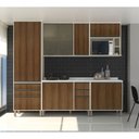 Ver imagem 1 de Cozinha Completa Modulada 6 Peças, Armário Vidro Reflecta, Paneleiro e Balcões Linea Luciane Móveis