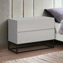Ver imagem 1 de Mesinha Lateral de Cabeceiro Modelo Eros 60cm Variedade de Cores com Base Metalon Preto:off White