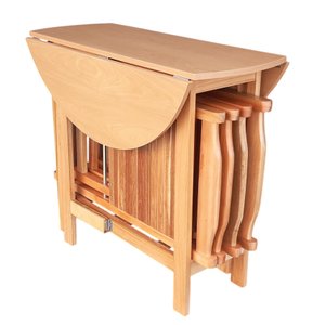 Conjunto Prático Mesa e 4 Cadeiras Dobrável Mel, Bar-cozinha-lazer-varanda ( Redonda )