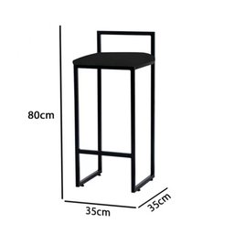 Kit 3 Banquetas Altas Industriais em Aço Dori Preto Assento Suede Preto - 4