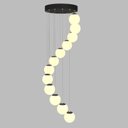 Ver imagem 2 de Lustre Grande Pendente Medusa Preto - 12 Globos Vidro Branco