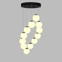 Ver imagem 4 de Lustre Grande Pendente Medusa Preto - 12 Globos Vidro Branco