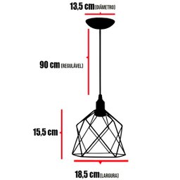 Pendente Aramado Teto Cálice Luminária Lustre Retrô Balcão + Lâmpada Led St64 Vintage Agp Ilumini/gm - 2