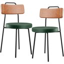 Ver imagem 1 de Kit 02 Cadeiras Decorativas Estofada Sala Jantar Barcelona L02 Couríssimo Camel Facto Verde - Lyam