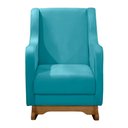Ver imagem 2 de Cadeira Poltrona Amamentação Balanço Áquila C/puff Veludo Azul Turquesa