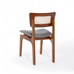 Kit 8 Cadeiras de Jantar Portugal Madeira Imbuia com Encosto Tela Rattan Linho Cinza L55 - 5