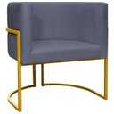 Ver imagem 1 de Poltrona Decorativa Recepção Luna Suede Cores Base de Ferro Dourada - Cinza, Suede