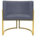 Ver imagem 2 de Poltrona Decorativa Recepção Luna Suede Cores Base de Ferro Dourada - Cinza, Suede