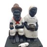 Estátua de Casal Preto Velho e Preta Velha Gesso Umbanda 9cm Mandala de Luz Artesanal - 2
