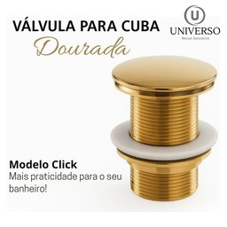 Válvula Ralo Lavatório Banheiro Metal Click Dourada 1 1/4:dourado - 2