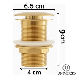 Válvula Ralo Lavatório Banheiro Metal Click Dourada 1 1/4:dourado - 6