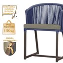 Ver imagem 4 de Mesa com 4 Cadeiras de Jantar Roma 100cm e Noronha em Aluminío Marrom Corda Nautica Estofado 8 Trama