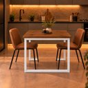 Ver imagem 3 de Mesa de Jantar Reforçada Industrial 150x90cm Tampo Marrom Pés Branco