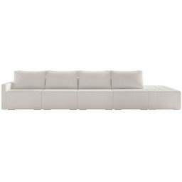 Sofá Ilha Modular para Sala 392cm com Puff Dublin K01 Bouclê Creme - Lyam Decor - 3