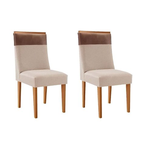 Cadeira Sala de Jantar Jaspe Kit 2 Un Naturalle/suede Creme/ano Capuccino - Rufato
