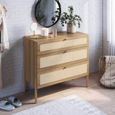 Cômoda 3 Gavetas Palhinha Pé Madeira 27934 Oslo Artesano