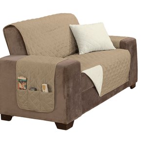 Protetor de Sofá King 2 Lugares Manu 100% Poliéster:cáquipalha