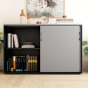 Ver imagem 4 de Armário Escritório 120cm 2 Portas de Correr e Prateleiras F5 Cor:cinza Sagrado com Preto