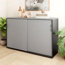Ver imagem 1 de Armário Escritório 120cm 2 Portas de Correr e Prateleiras F5 Cor:cinza Sagrado com Preto