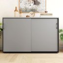 Ver imagem 3 de Armário Escritório 120cm 2 Portas de Correr e Prateleiras F5 Cor:cinza Sagrado com Preto