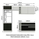 Ver imagem 4 de Armário de Cozinha Completa 270cm Branco/Preto/Branco Jade Madesa 09