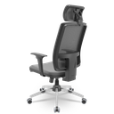 Ver imagem 3 de Cadeira Presidente Brizza Plaxmetal Tela Cinza Base Cromada Relax Assento Vinil
