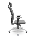Ver imagem 2 de Cadeira Presidente Brizza Plaxmetal Tela Cinza Base Cromada Relax Assento Vinil