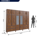 Ver imagem 4 de Guarda-Roupa Casal com Espelho 12 Portas 4 Gavetas Rio Branco Premium Yescasa Marrom/Ypê