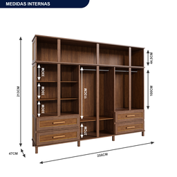 Guarda-Roupa Casal com Espelho 12 Portas 4 Gavetas Rio Branco Premium Yescasa - 5