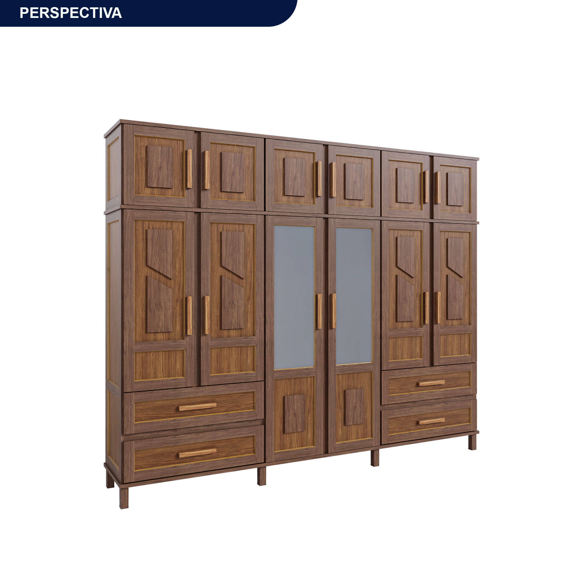 Guarda-Roupa Casal com Espelho 12 Portas 4 Gavetas Rio Branco Premium Yescasa - 3