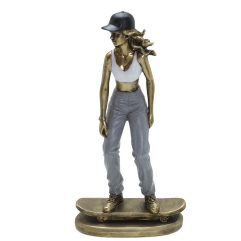 Estatueta Skatista Meulher 25cm