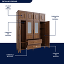 Ver imagem 6 de Guarda-Roupa Solteiro com Espelho 8 Portas 2 Gavetas Rio Branco 