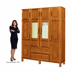 Guarda-Roupa Solteiro com Espelho 8 Portas 2 Gavetas Rio Branco  - 5
